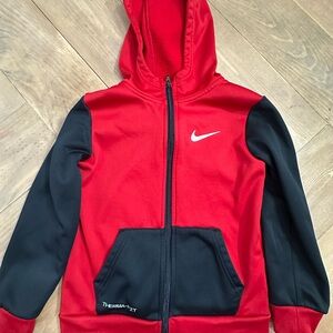 Nike Kids Red and Black Zip-Up Hoodie